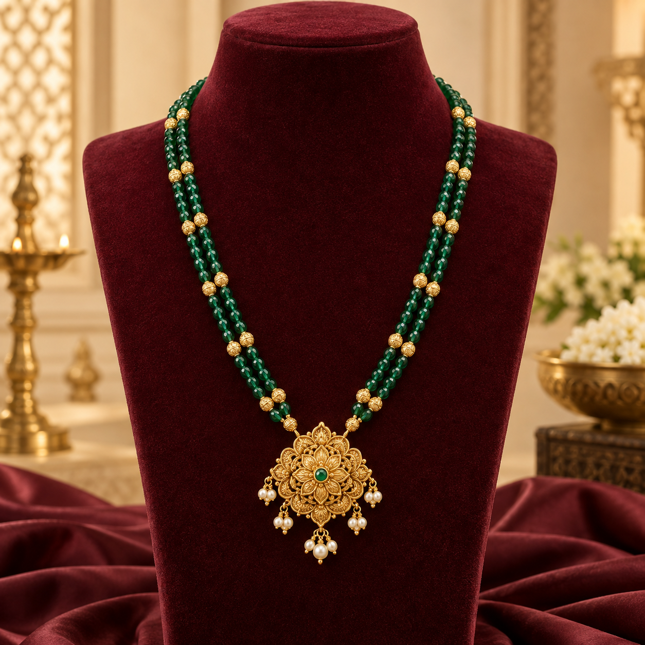 Gold Beads with Pendants